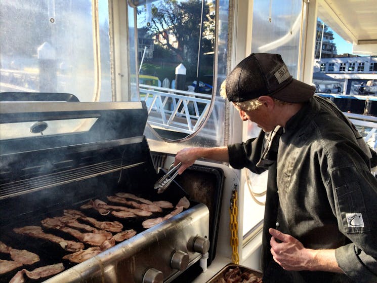 Breakfast being prepared on board