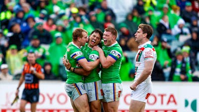 Canberra Raiders team celebration.