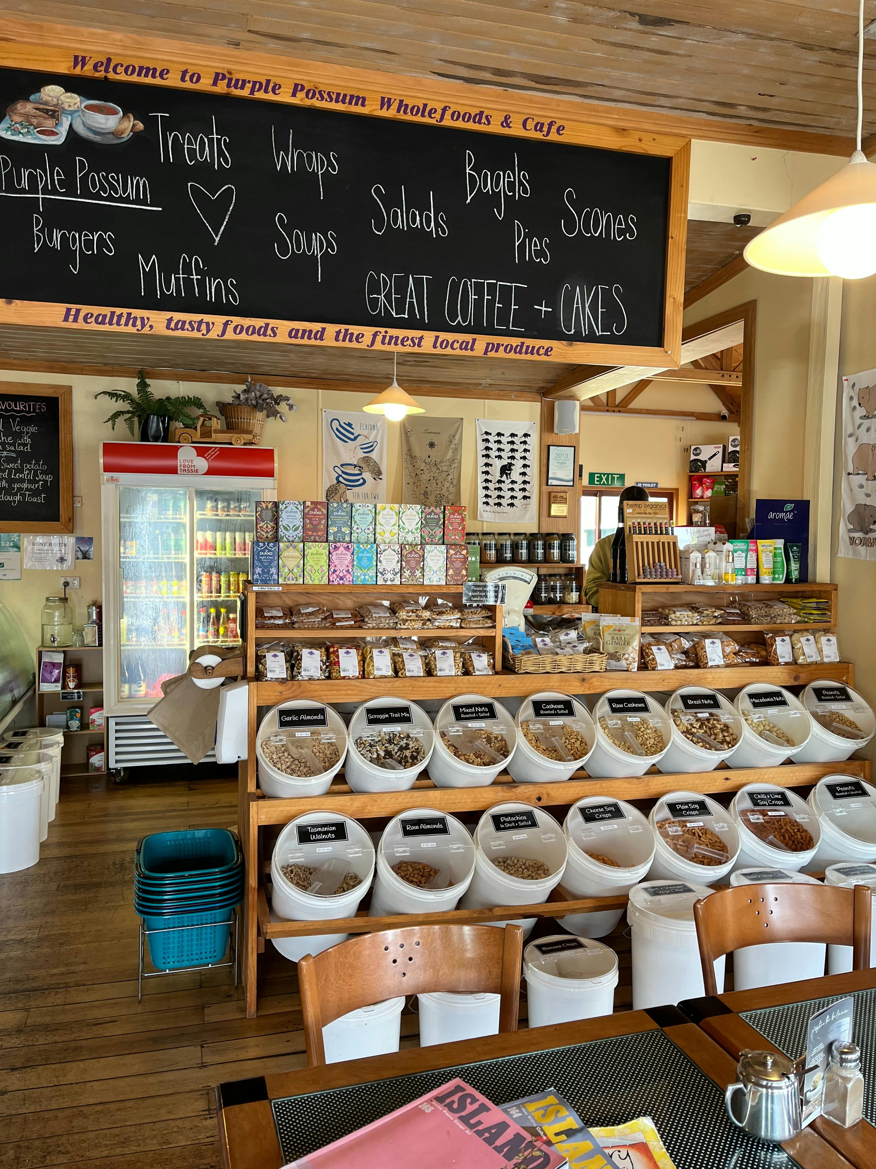 Inside the Purple Possum there is a diverse range of wholefoods