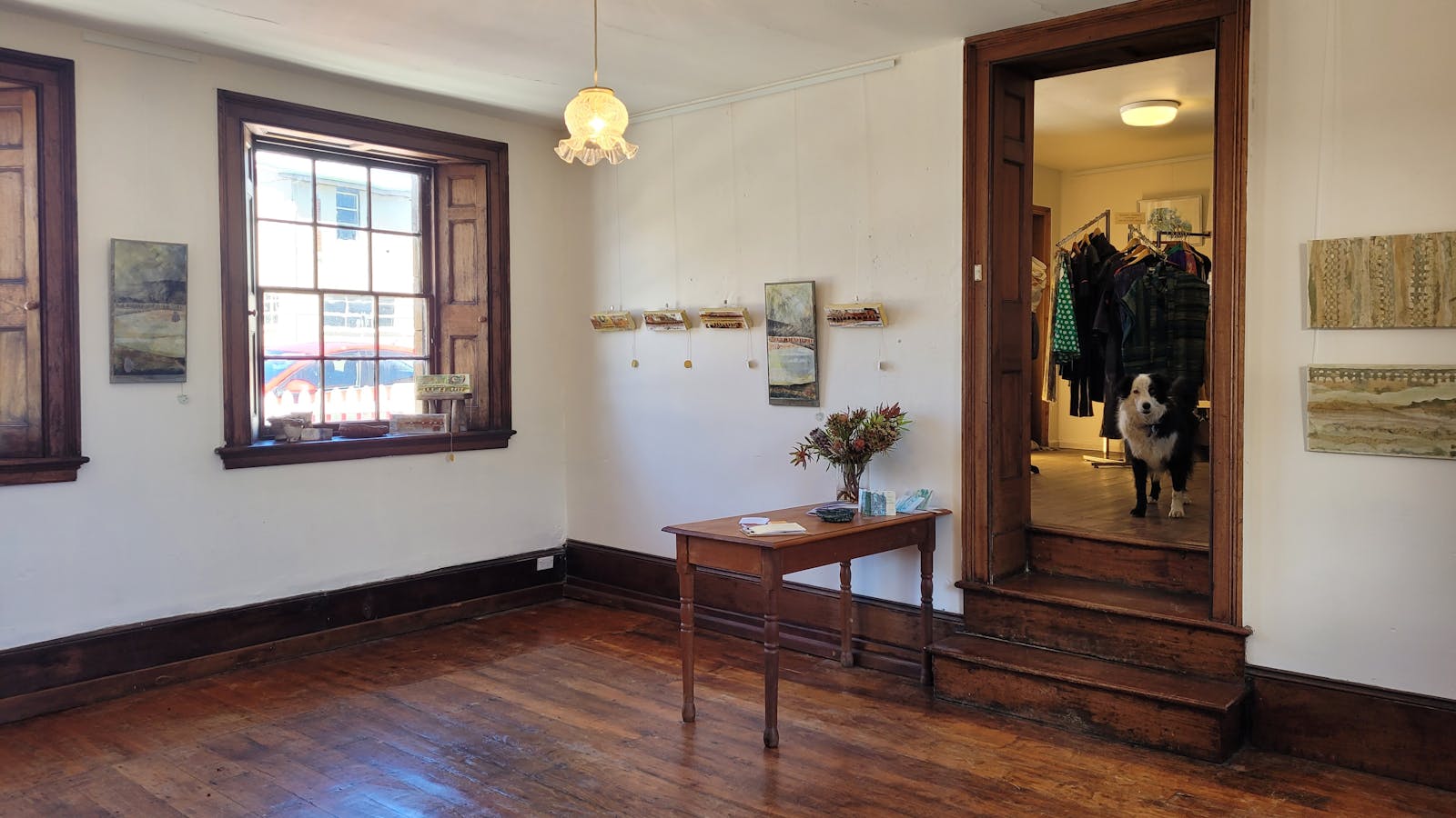 The 1845 Parlour Gallery showcases Tasmanian artists in regular exhibitions, here Mahdi Chandler.