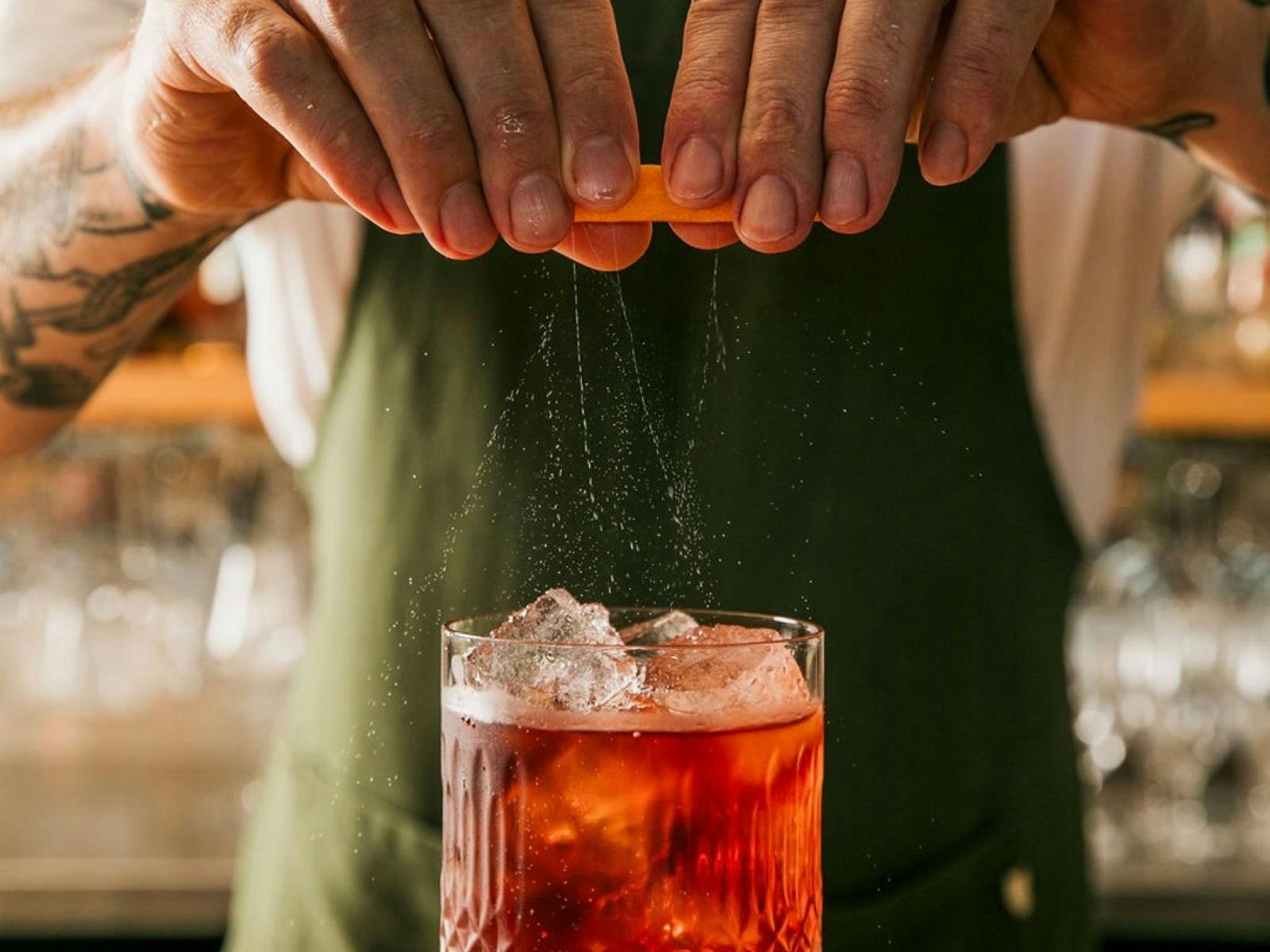 Waiter making cocktail