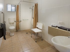 wheelchair accessible bathroom in Superior Ensuite Cabin