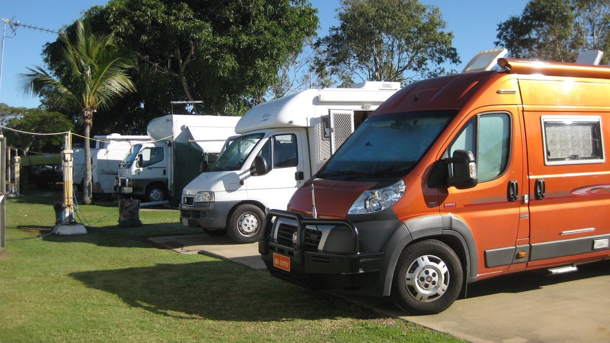 RV's line up on sites RV's line up on sites