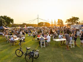 Food stalls are out on the greens