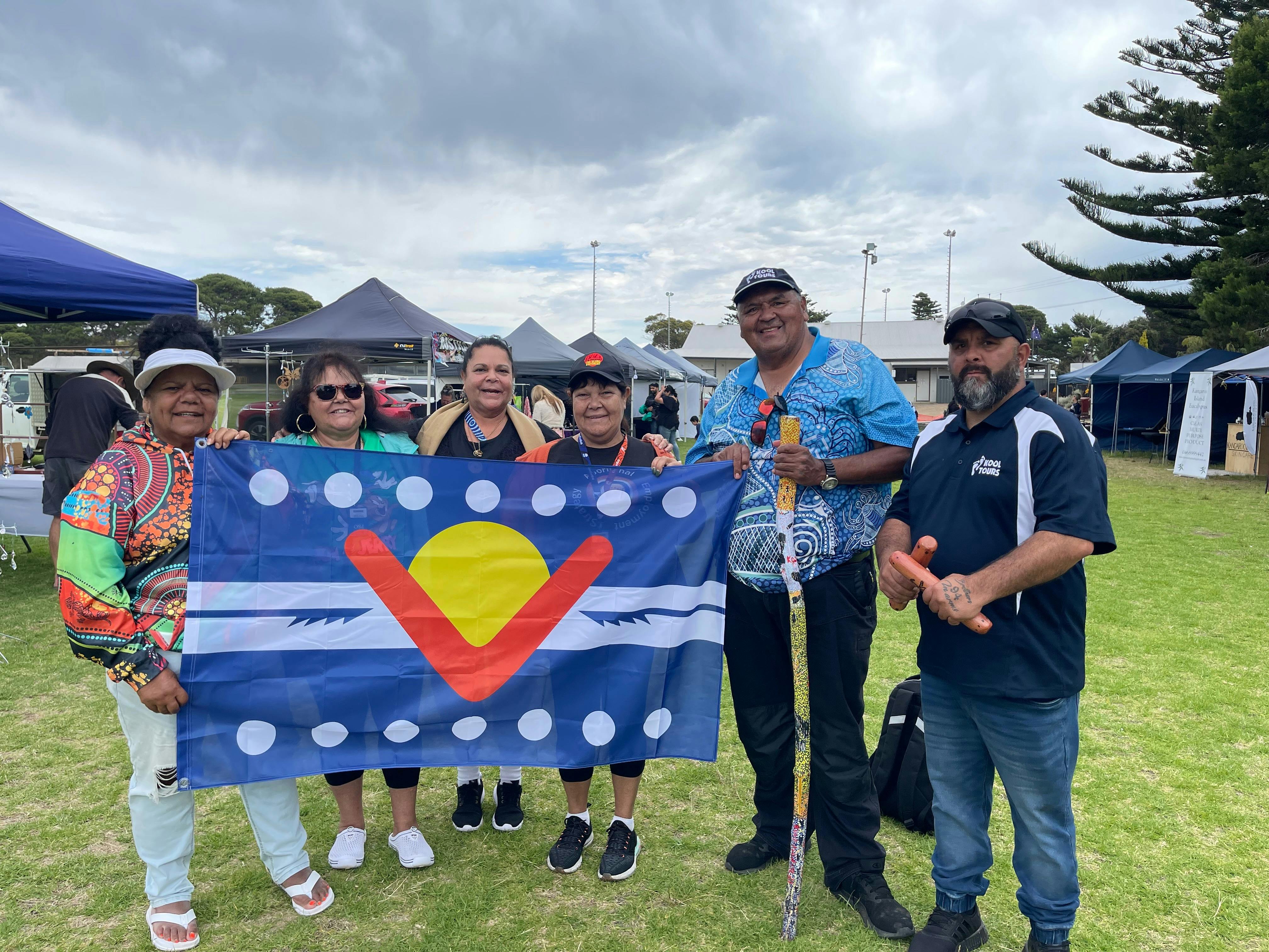 Walking with other First Nations people.