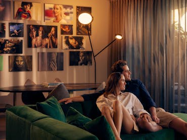 Couple in Crystalbrook Vincent hotel room Couple in Crystalbrook Vincent hotel room