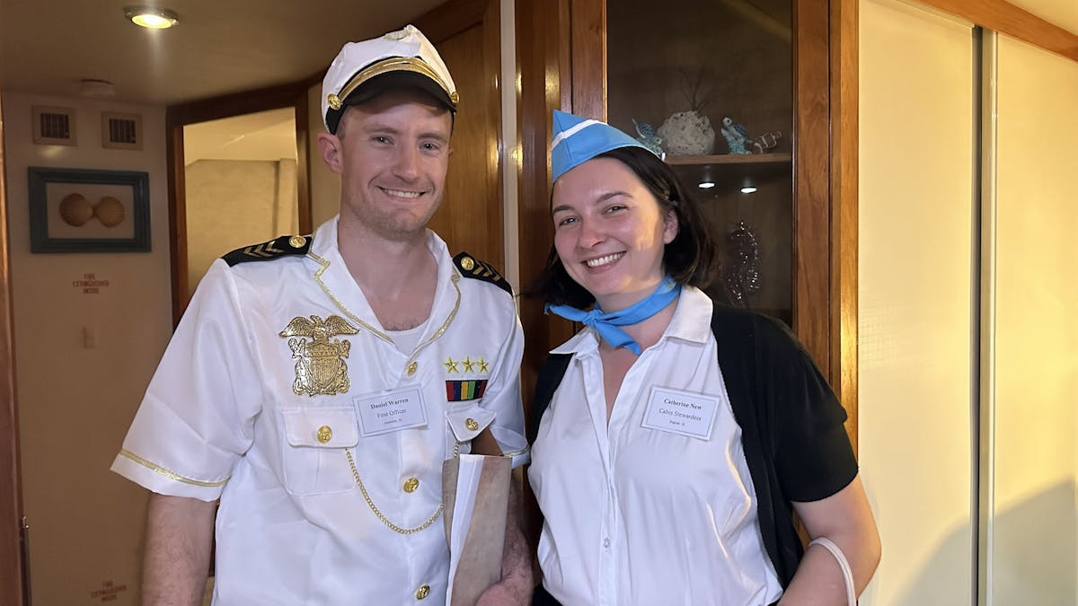 People dressed in old world sailing costume