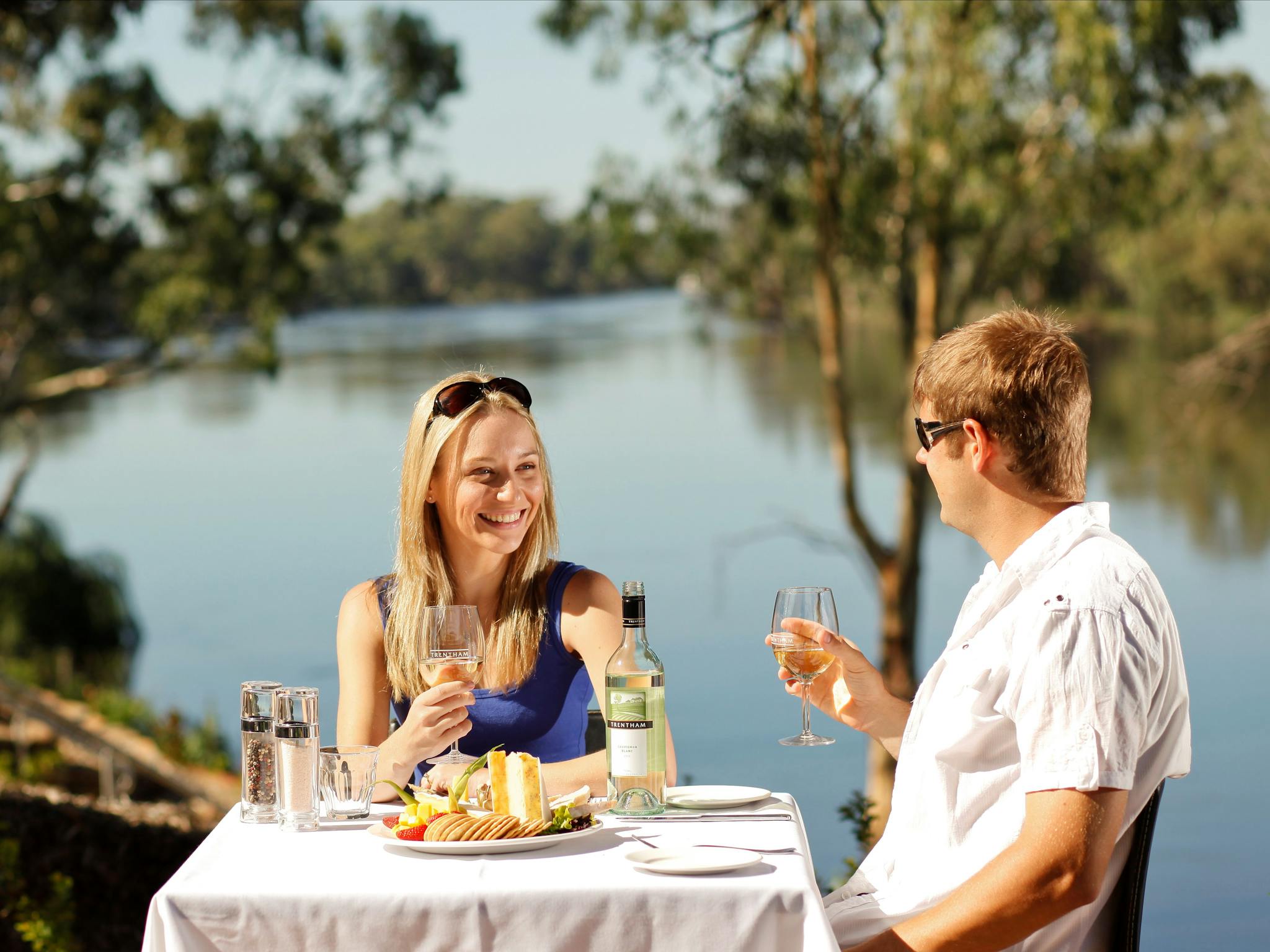 Dining on the riverbank