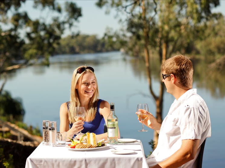 Dining on the riverbank