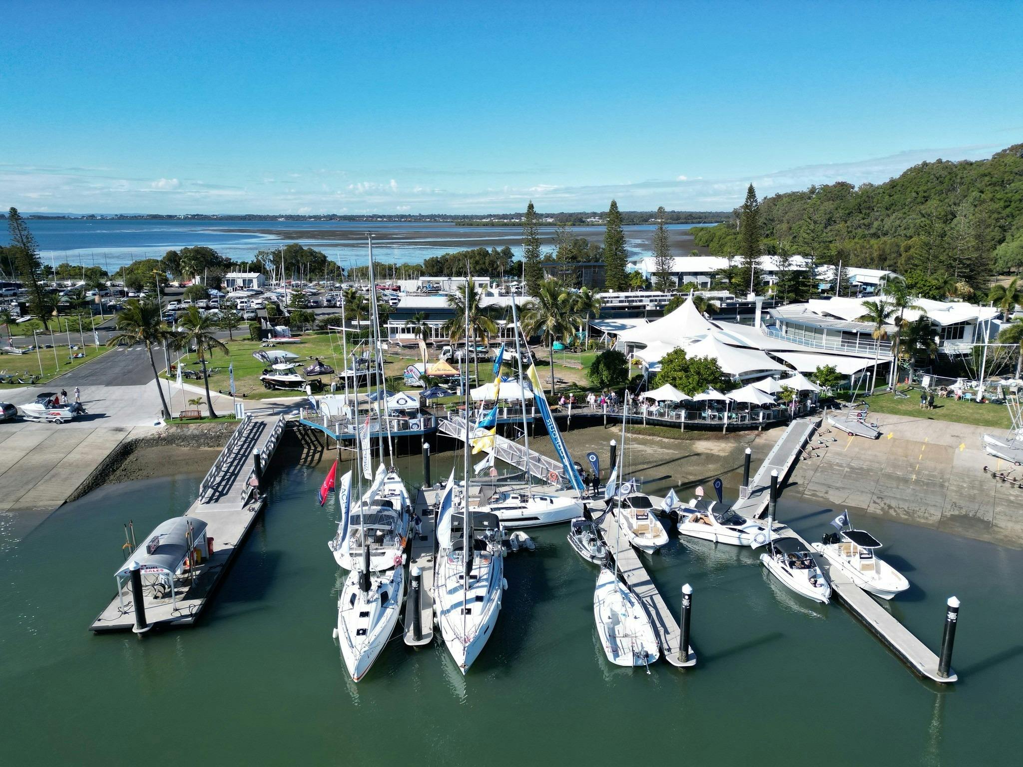 boats at a marina in Brisbane