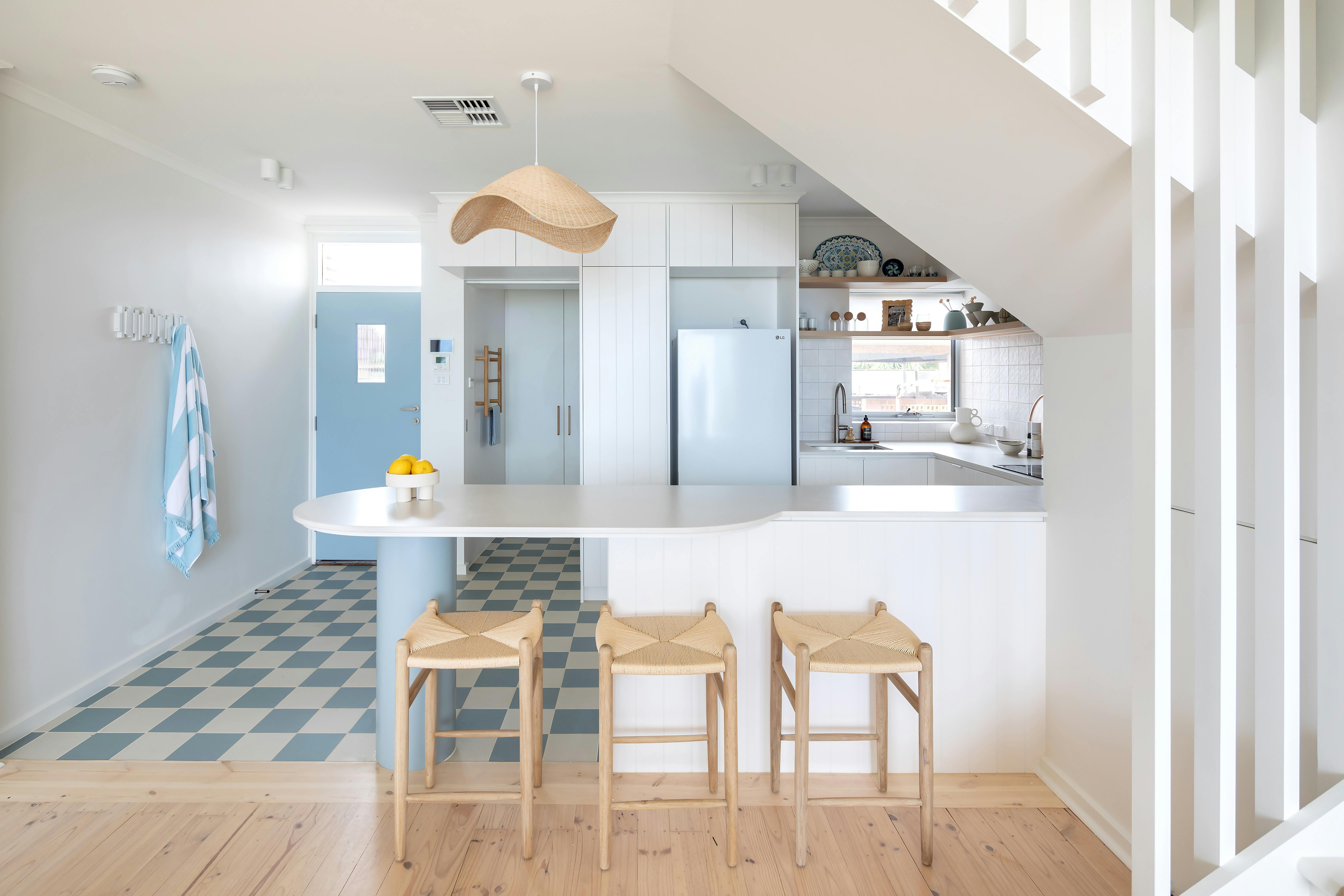 Fun and modern midcentury aesthetic kitchen