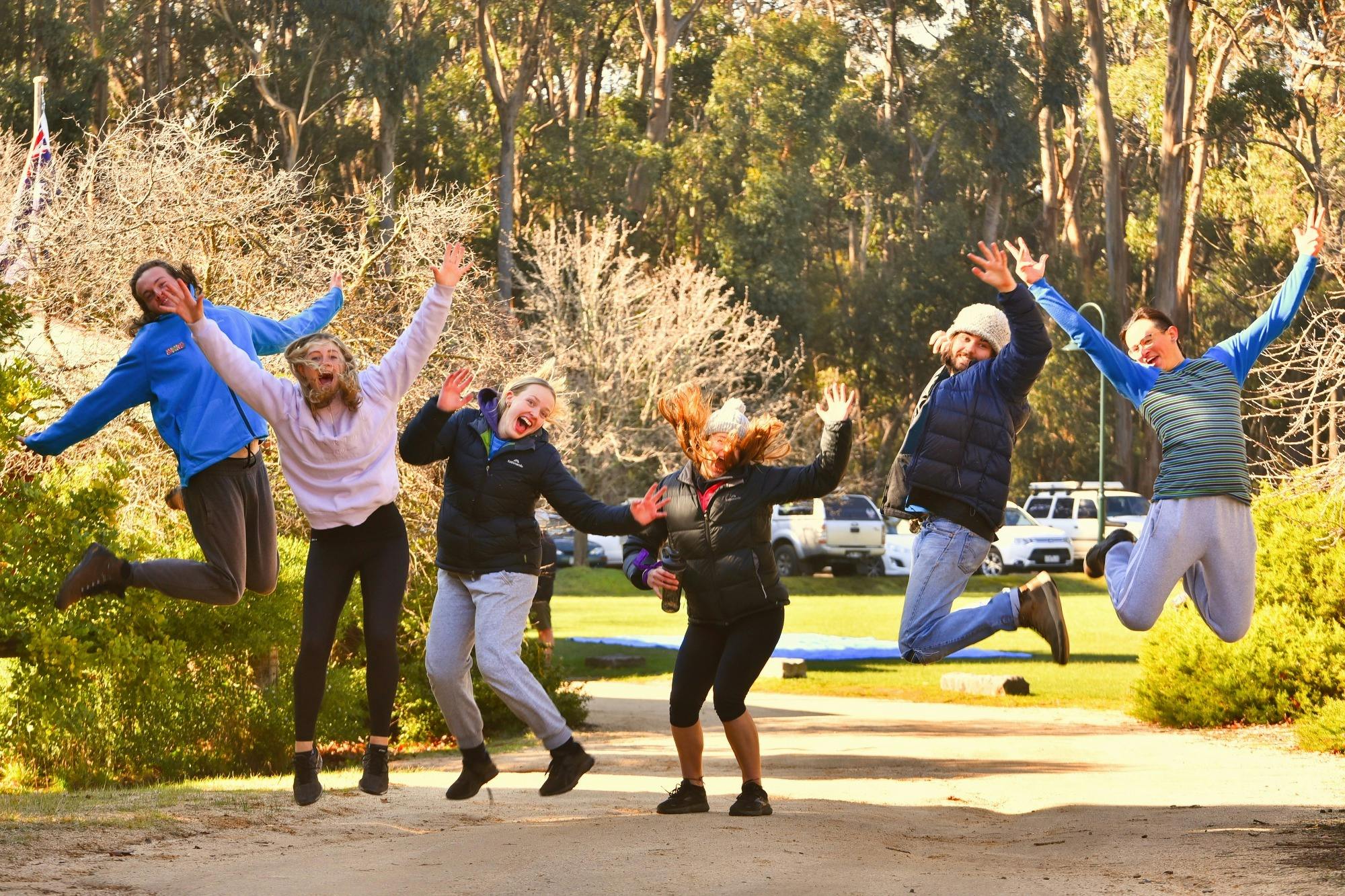 Jumping for joy at Winter Camp