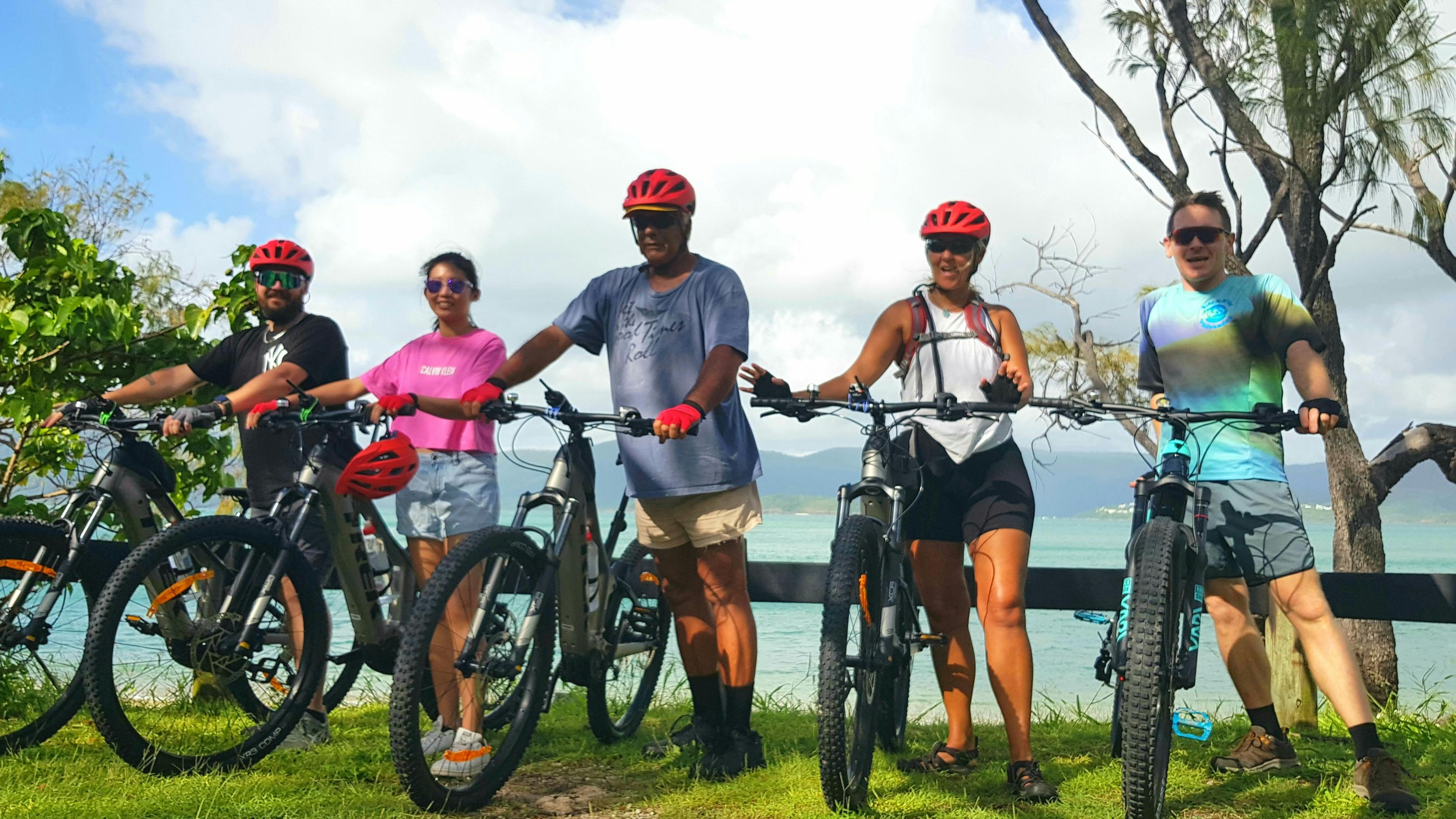Getting ready in Sandy Bay before we head off to ride the only bike trails in the Whitsunday Islands