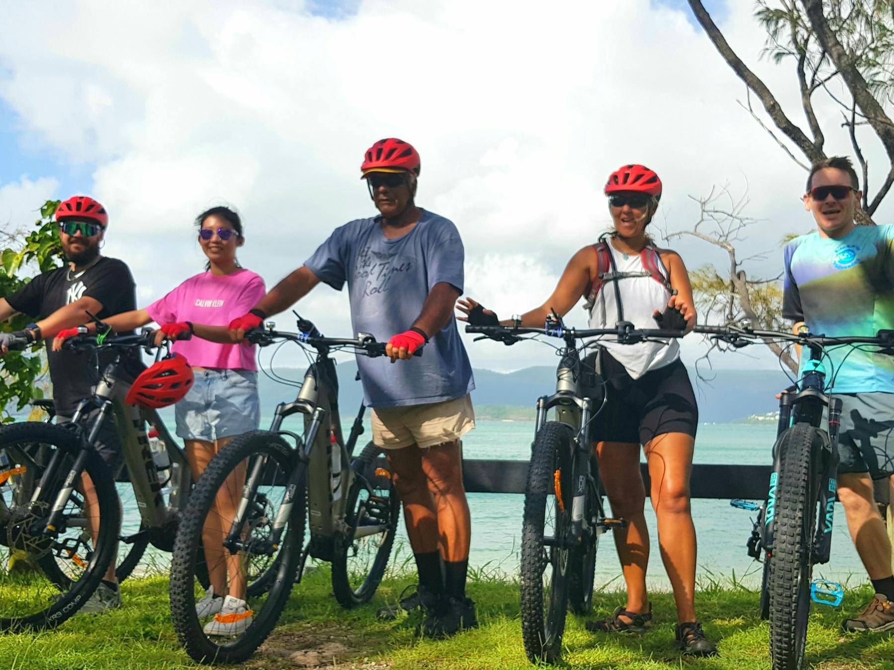 Getting ready in Sandy Bay before we head off to ride the only bike trails in the Whitsunday Islands