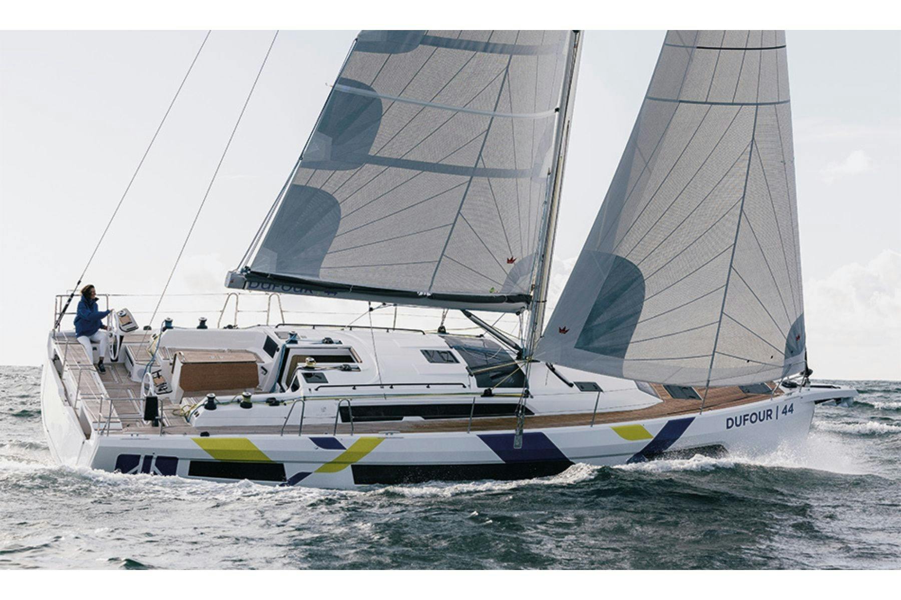 Dufour 44 racing on sea