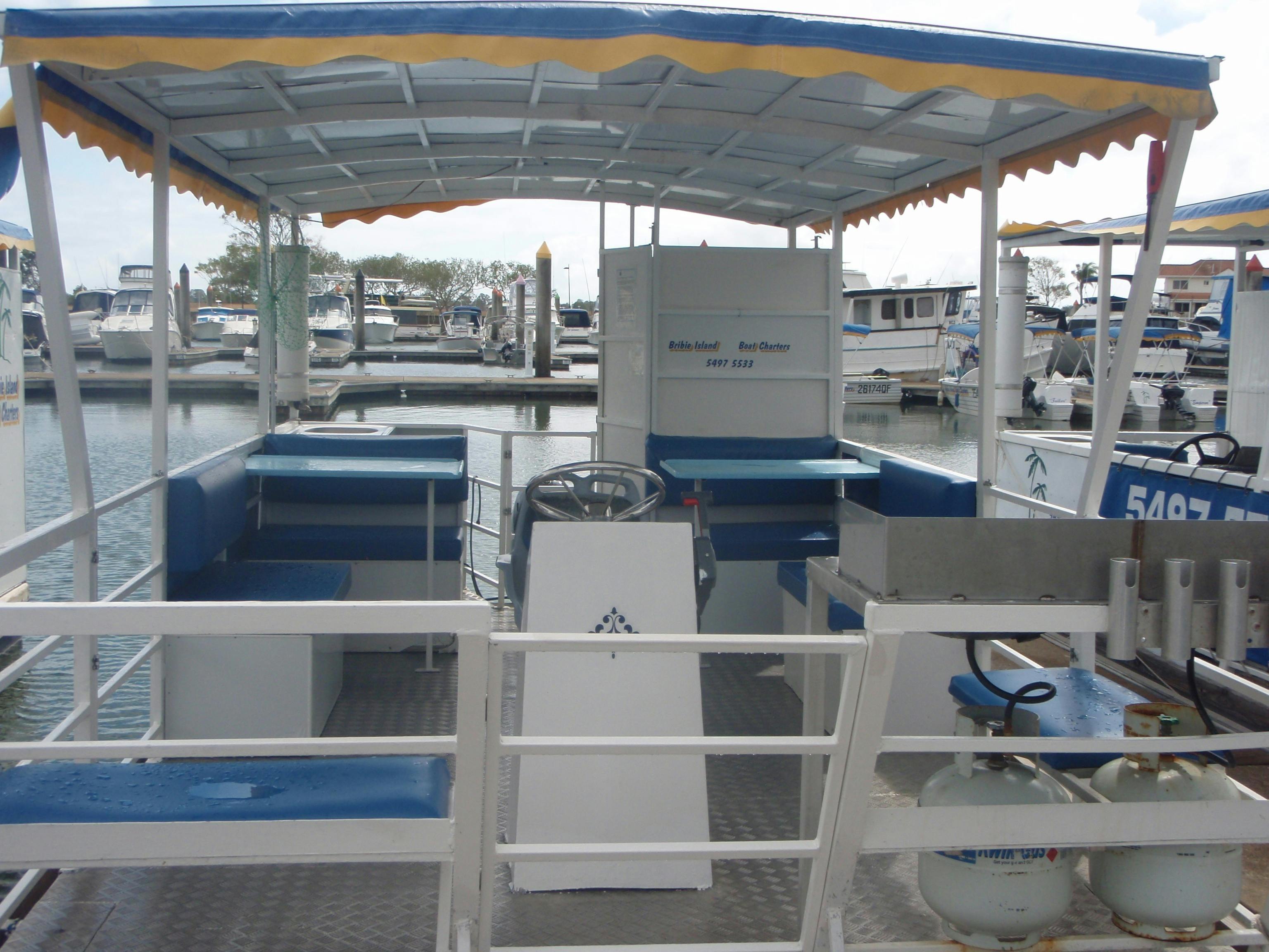 12-person BBQ boat, with wheelchair and walker access.