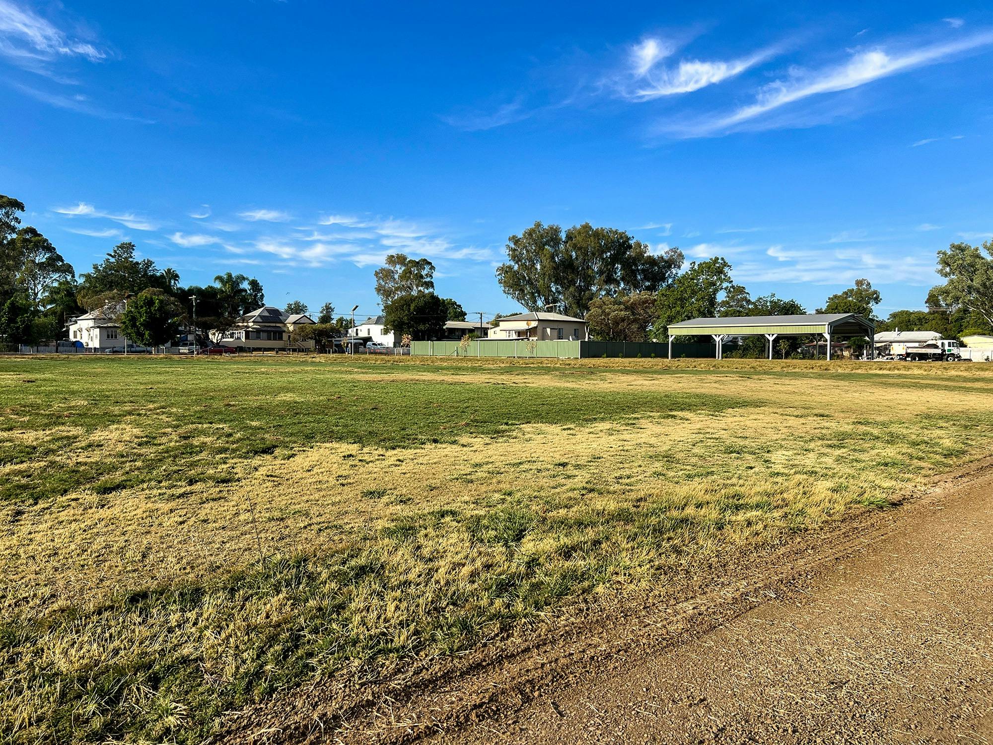 Green, flat level site at CMCA RV Park Dalby