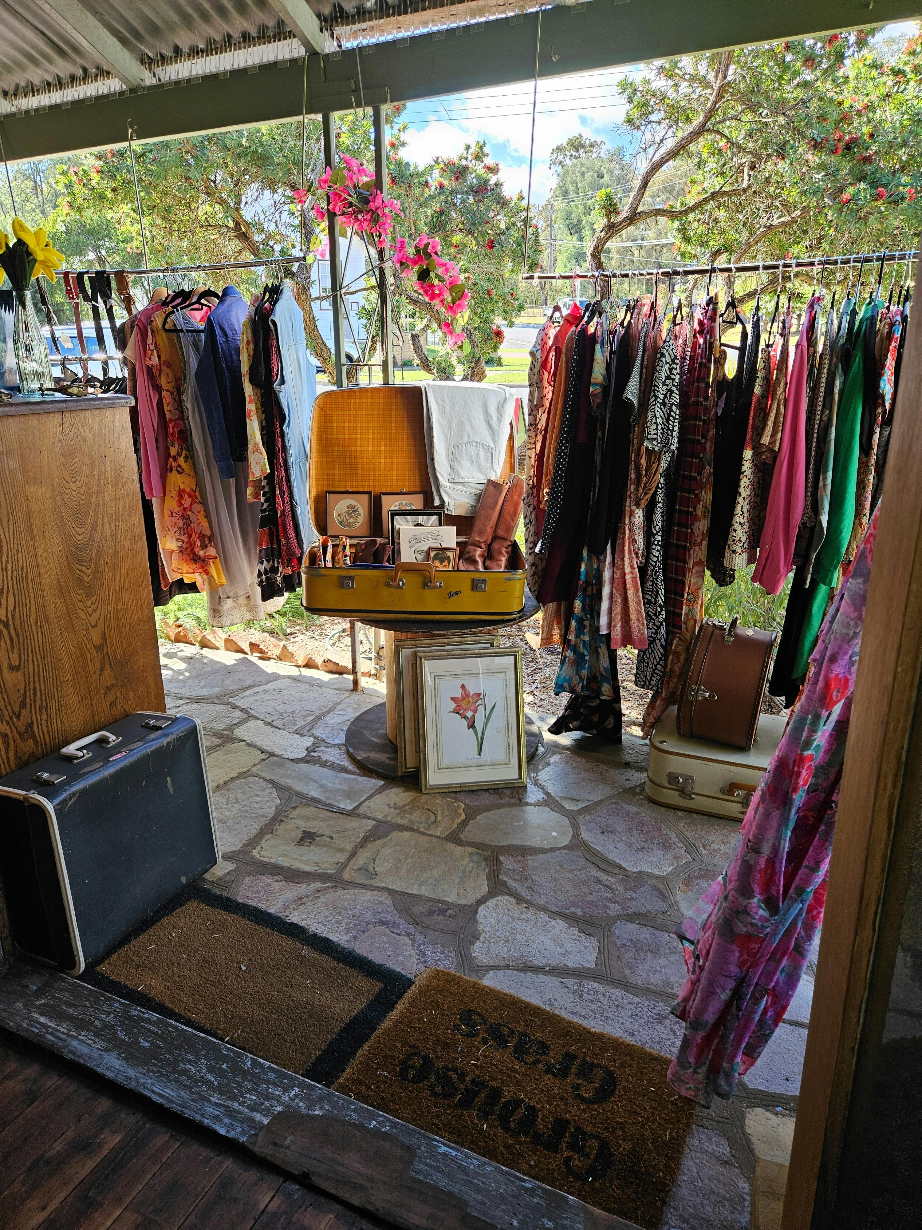 Clothing hanging on verandah