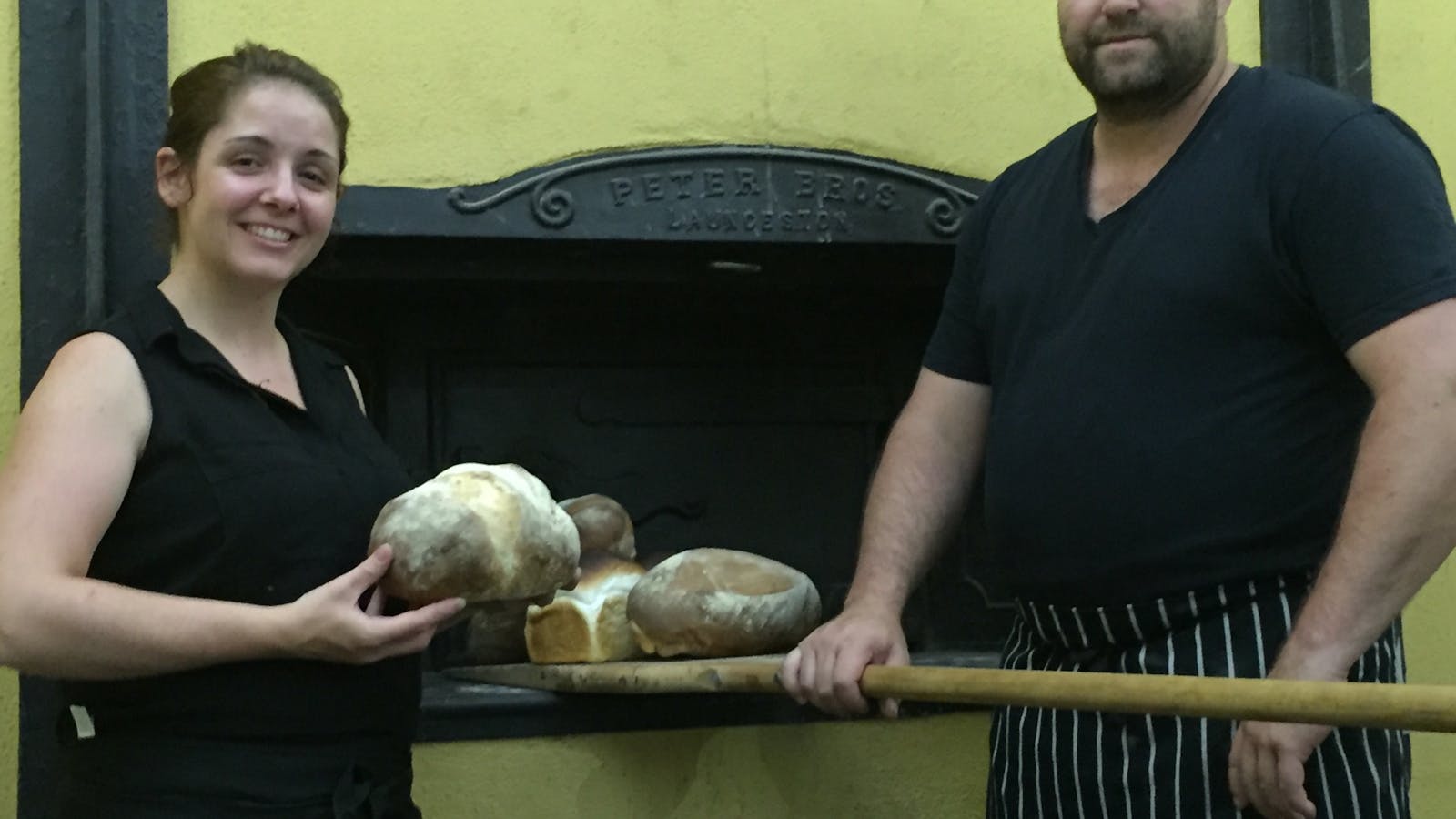 Katie & Jarrod Lamprey. Owners of Rustic Bakehouse Wooded Baking Since 1926