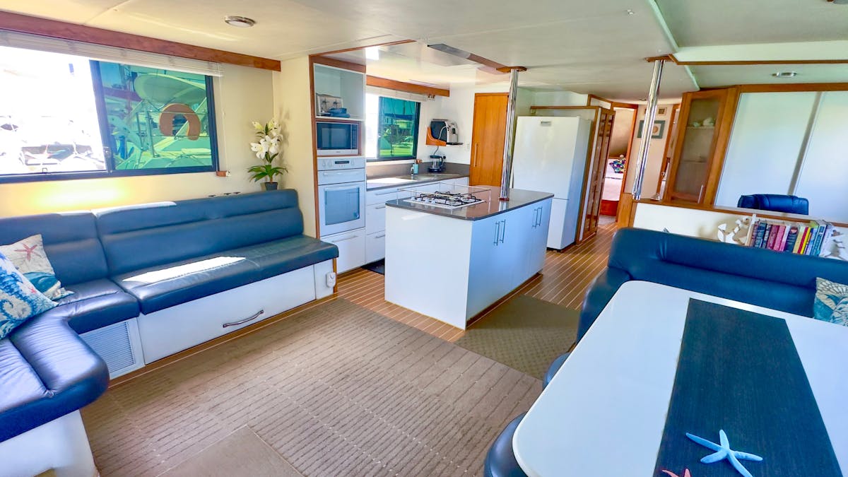 image of interior of boat showing spacious seating options