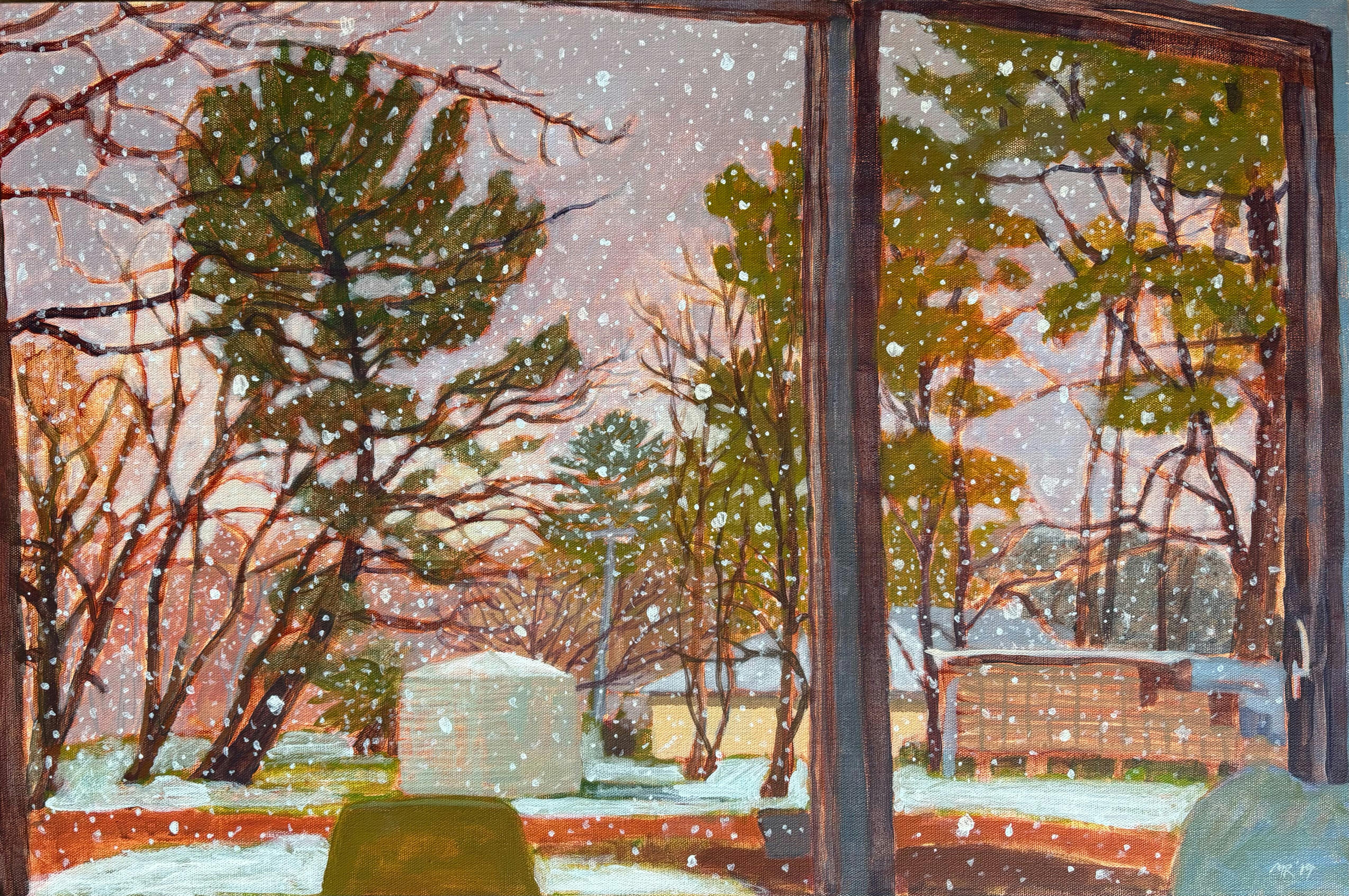 One Day It Snowed, 2019 acrylic on canvas by Mary-Rose Riley