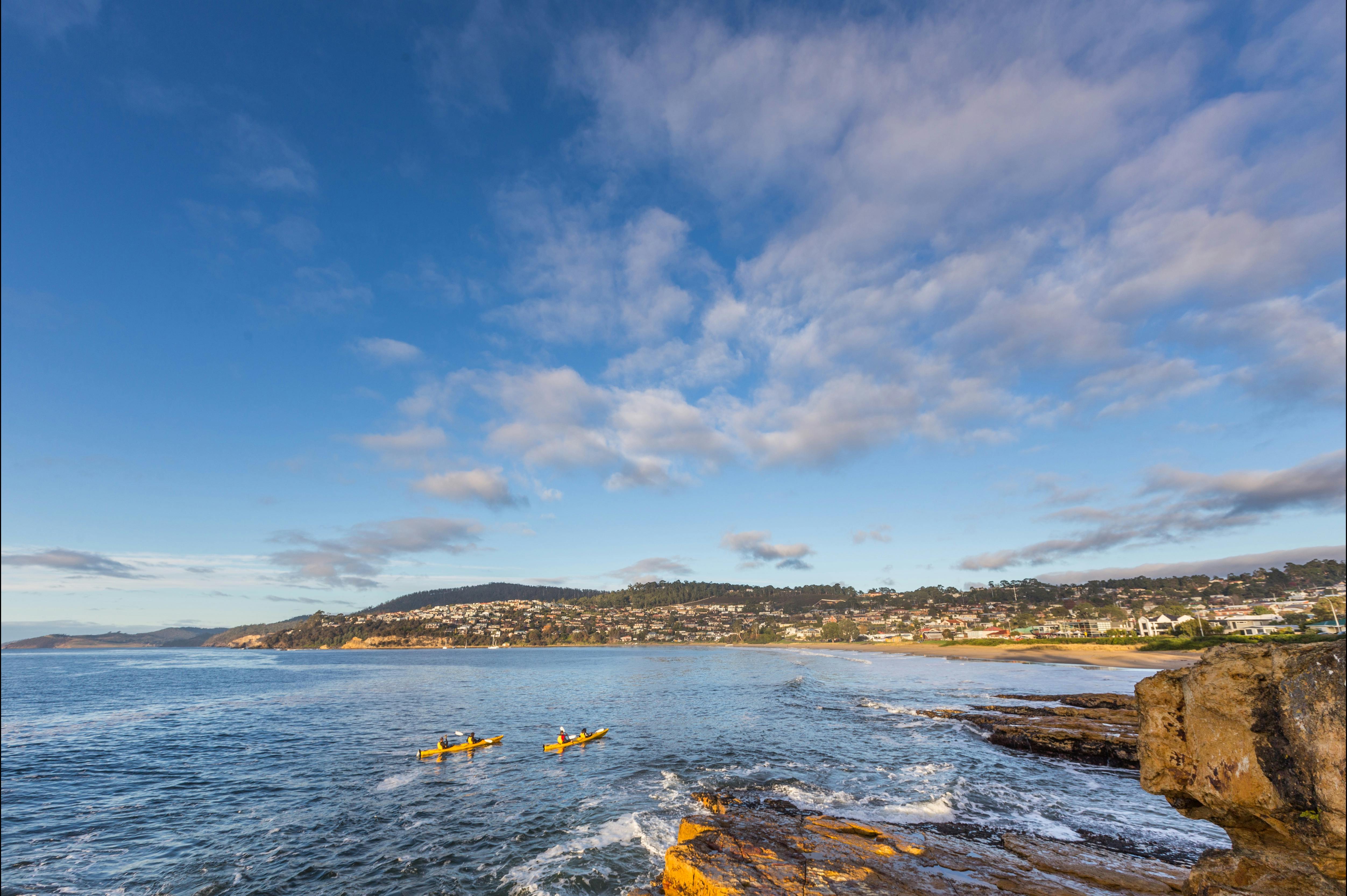 Paddling towards Blackmans Bay, near Hobart