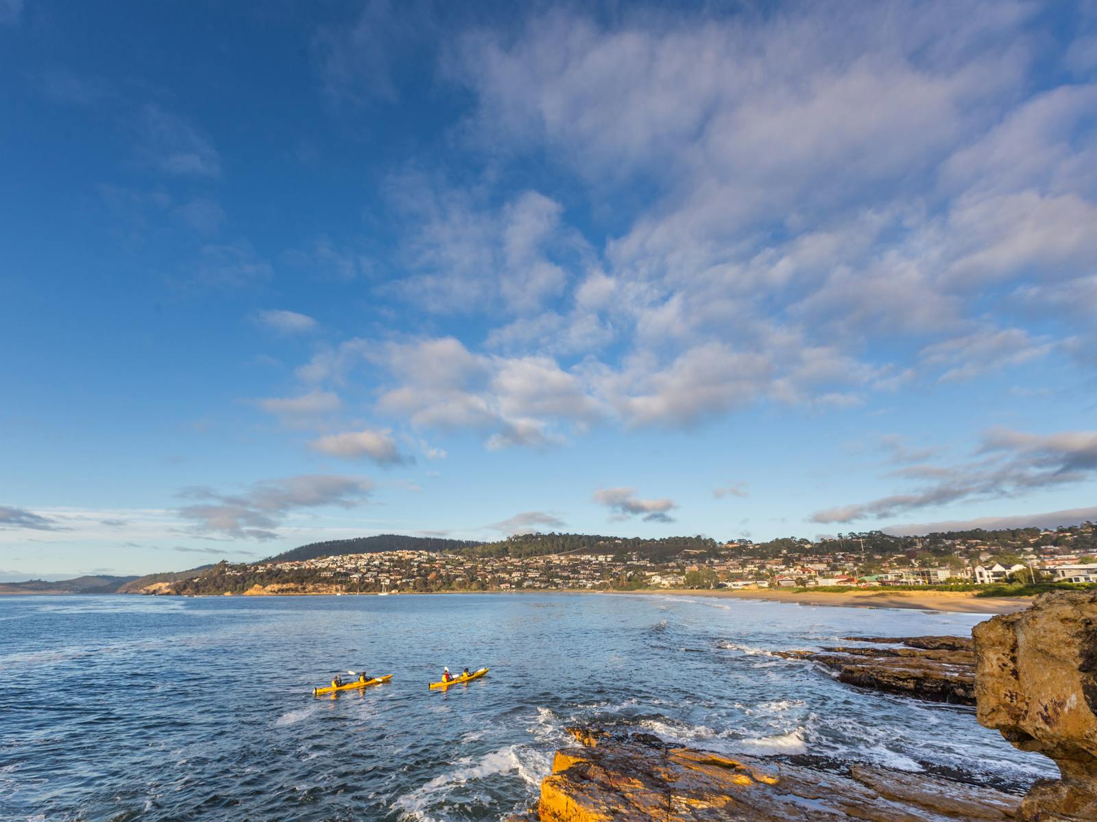 Paddling towards Blackmans Bay, near Hobart