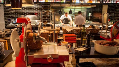 Buffet with meats and breads