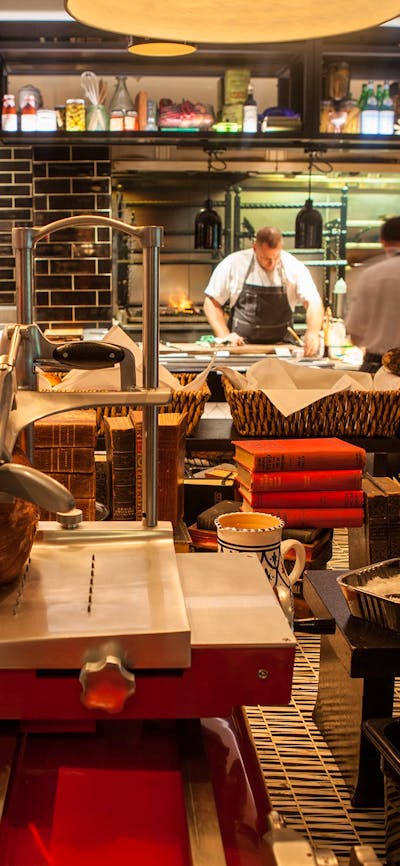 Buffet with meats and breads