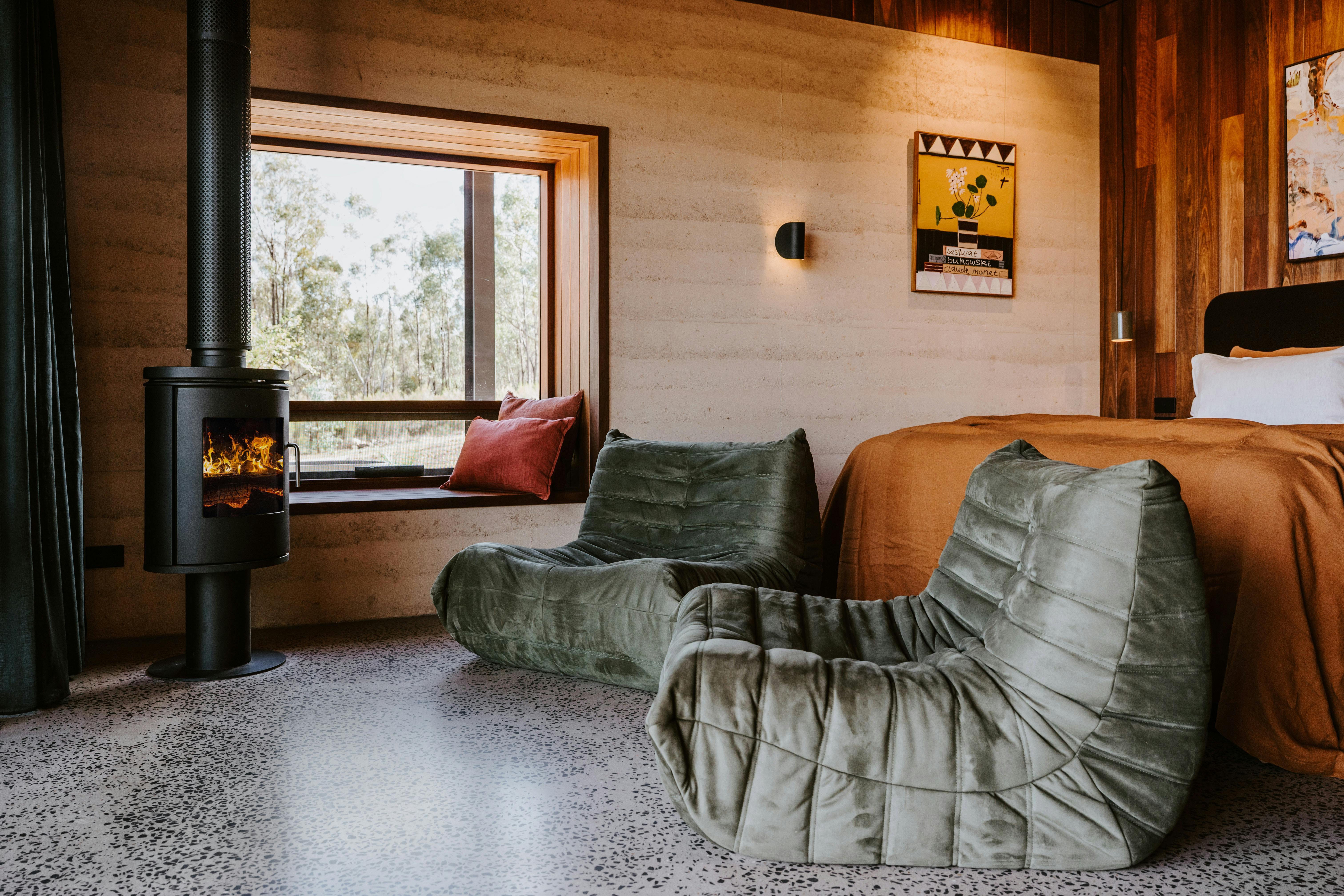 Sapling living detail with woodfire