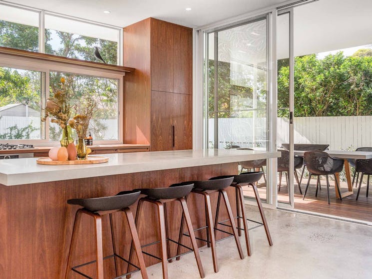 Saltwater - Byron Bay - Kitchen flow to Outdoor Dining