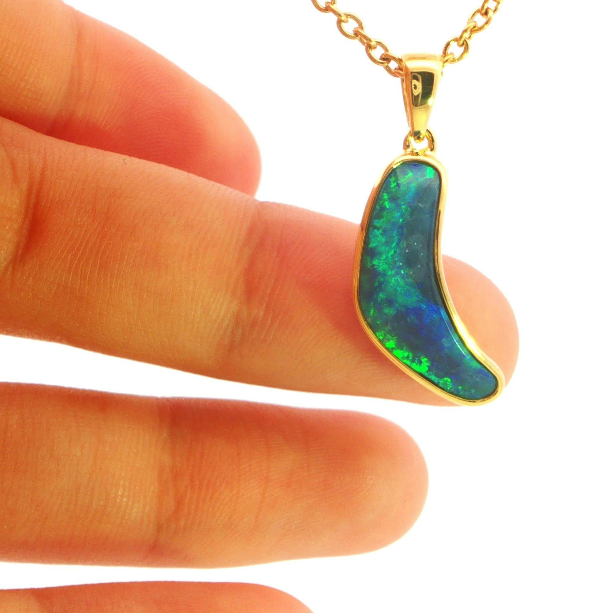 Australian Dark Opal Necklace in Yellow Gold