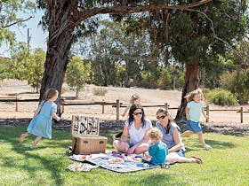 A picnic area with barbeque facilities, tennis court, dam wall lookout and public toilets