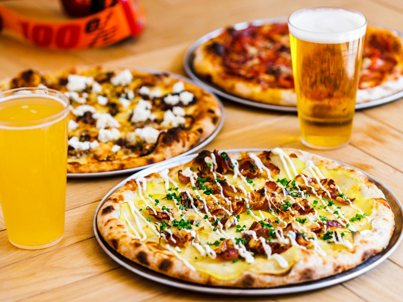A selection of pizzas available at Maydena Bike Park