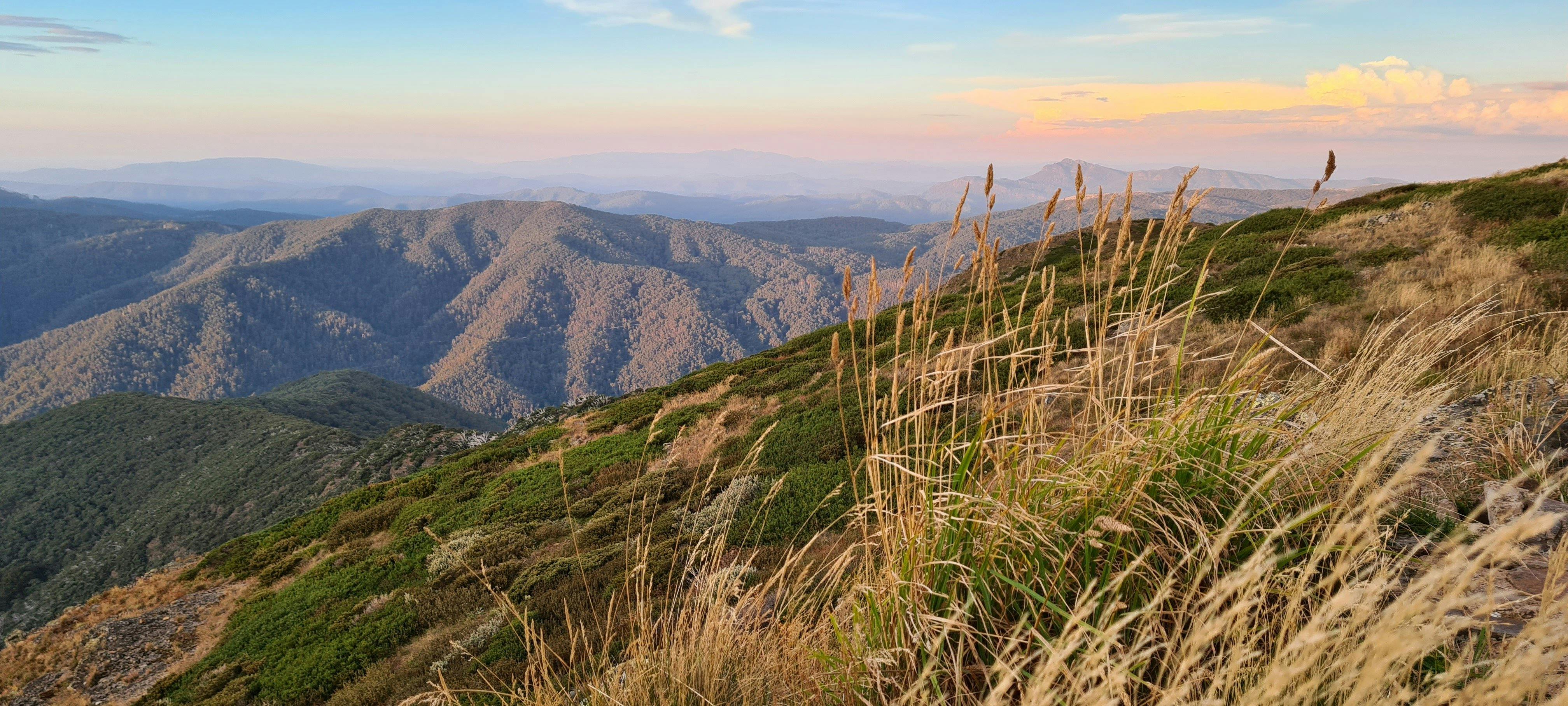A view across the mountains to the North of Mt Buller.