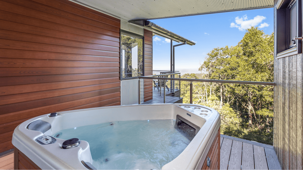 2 Person hot tub/spa on the private deck overlooking the forest