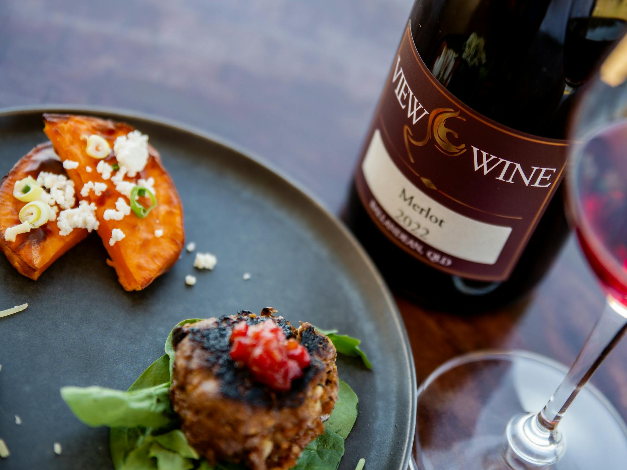 Sample of Food and Wine Pairing at View Wine in Ballandean, Queensland Sample of Food and Wine Pairing at View Wine in Ballandean, Queensland