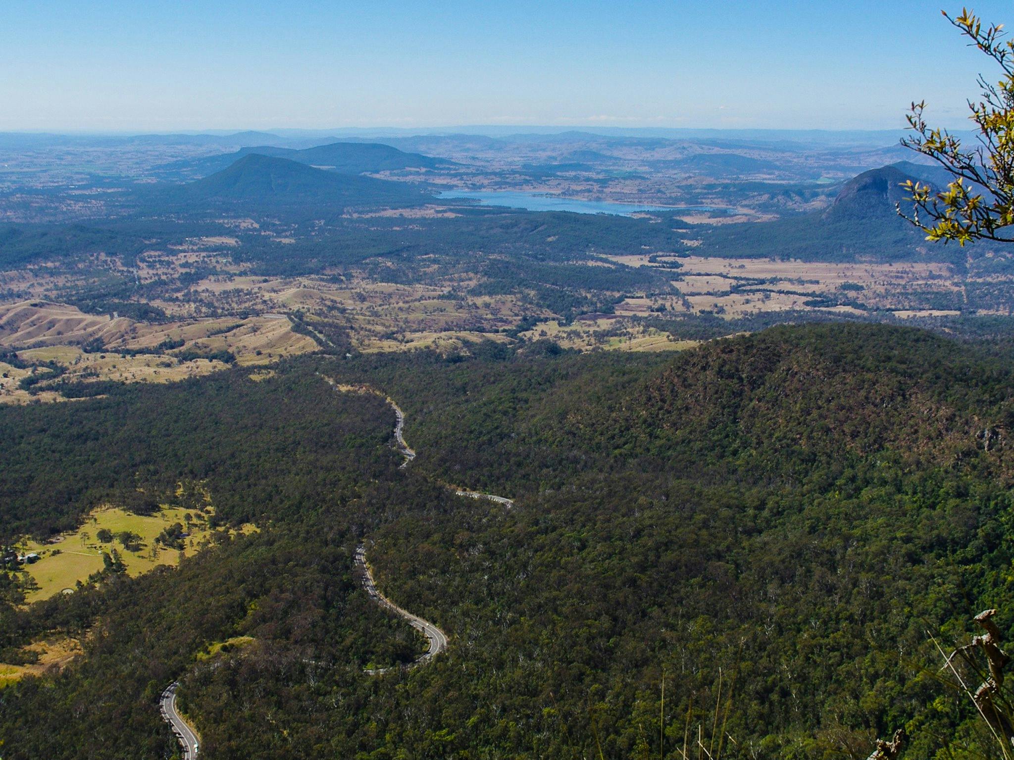 View of moutains, road, farmland and lake. View of moutains, road, farmland and lake.