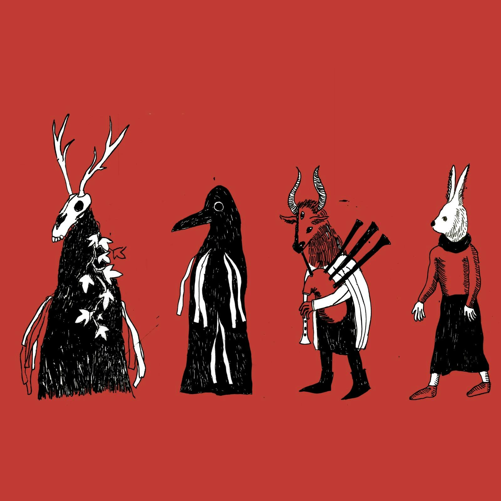 Four Deep in the Weeds mascots against read background