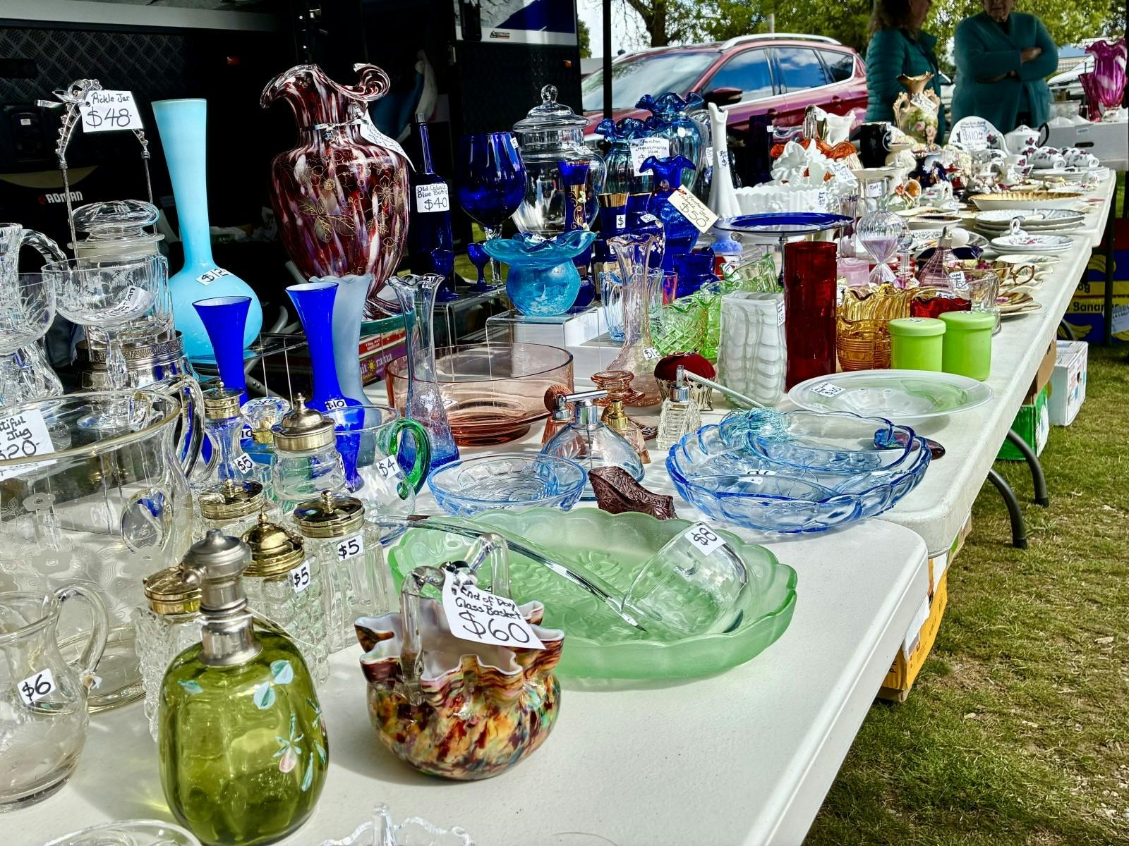 Strathalbyn Treasure Market stall displaying glassware