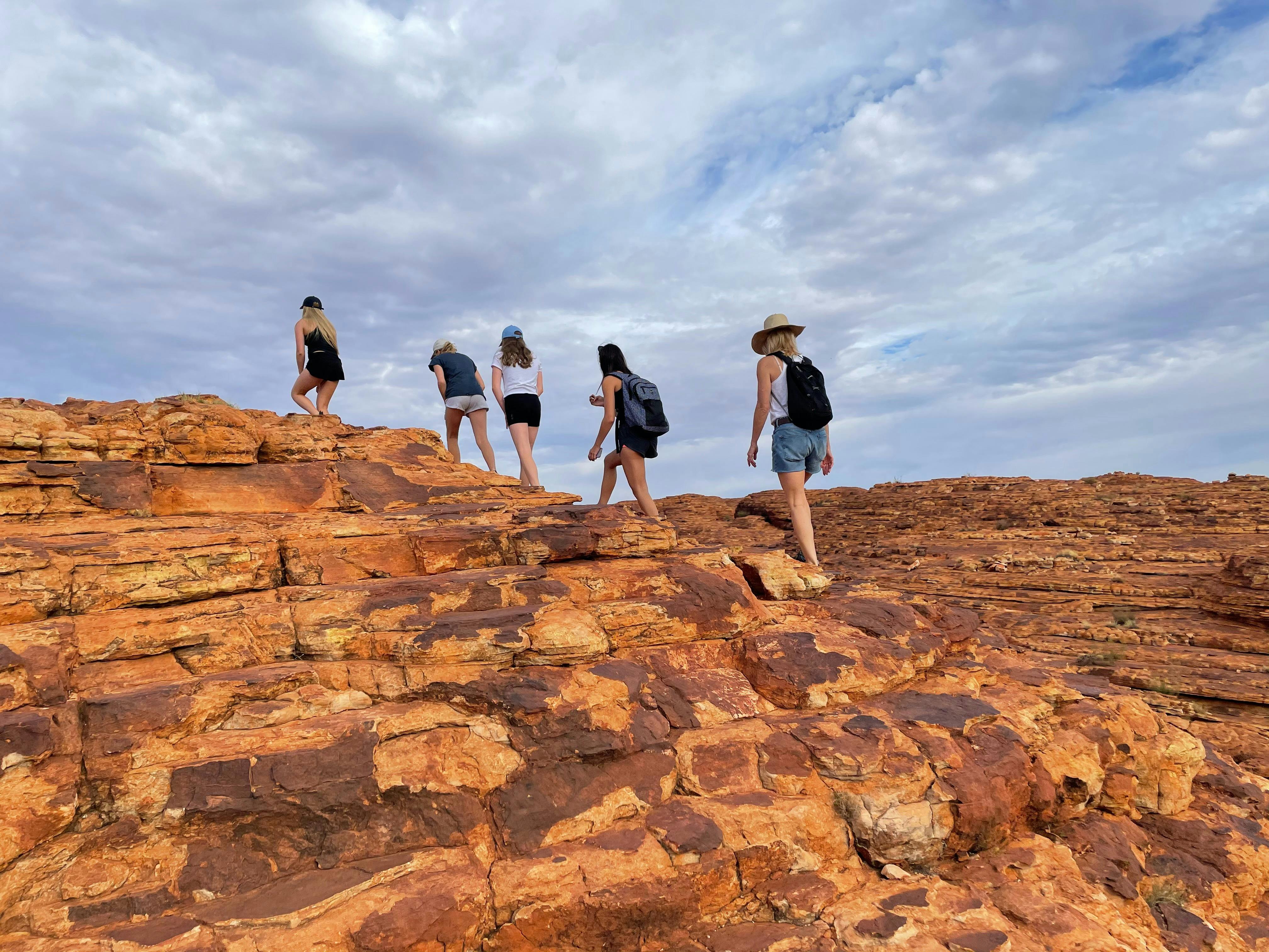women hiking