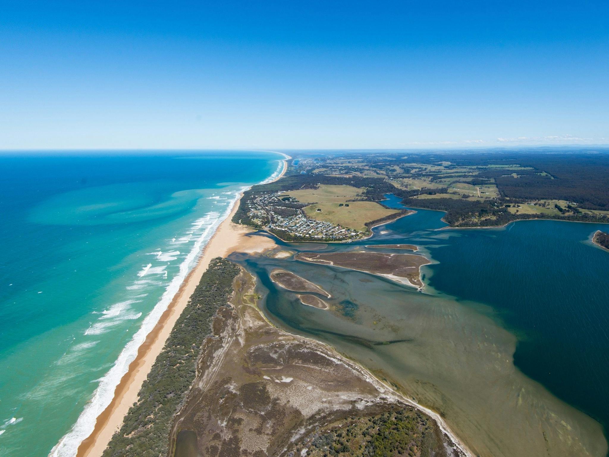 View of Lakes Tyers and Lakes Tyers Beach looking west