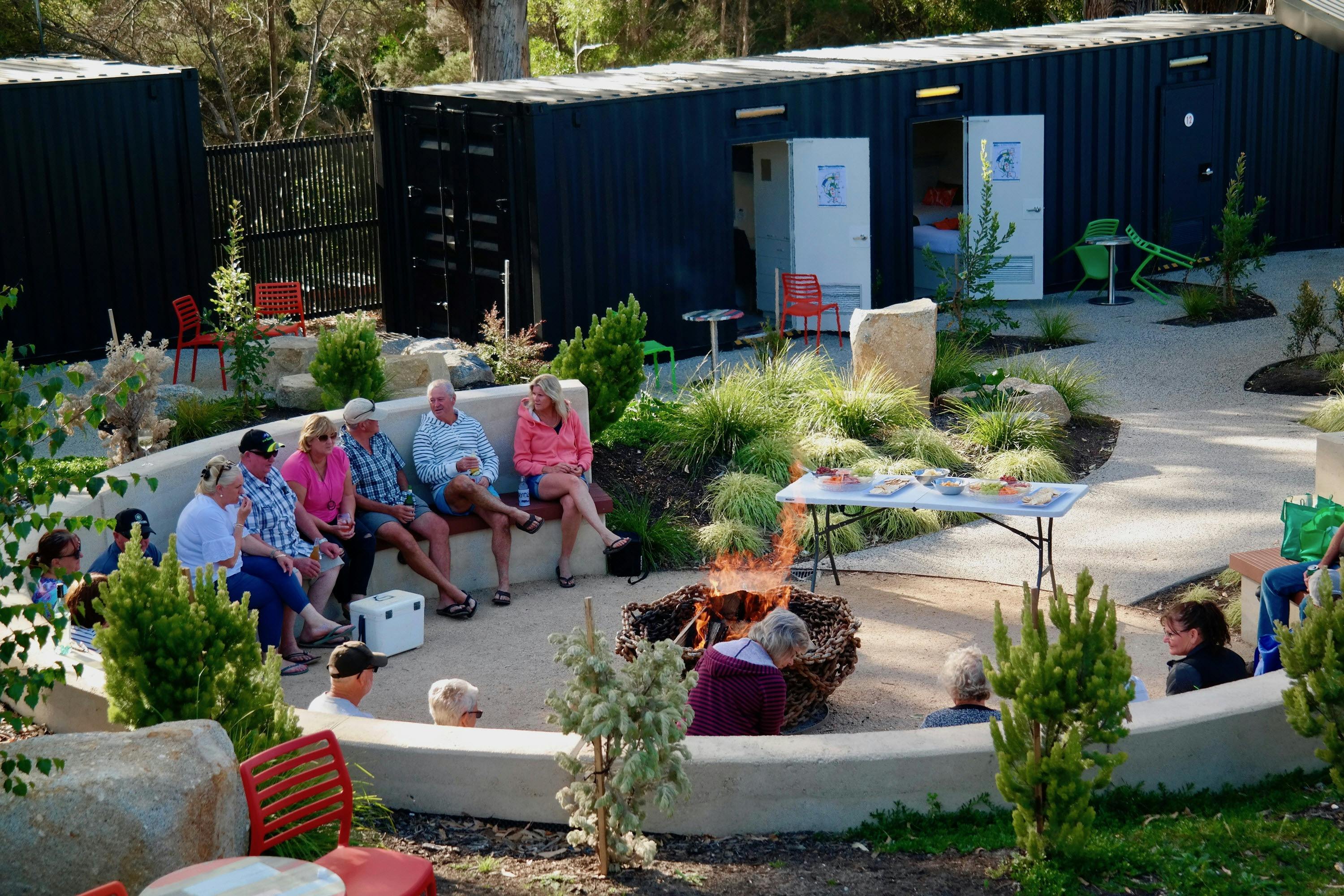 Happy hour in the group fire pit