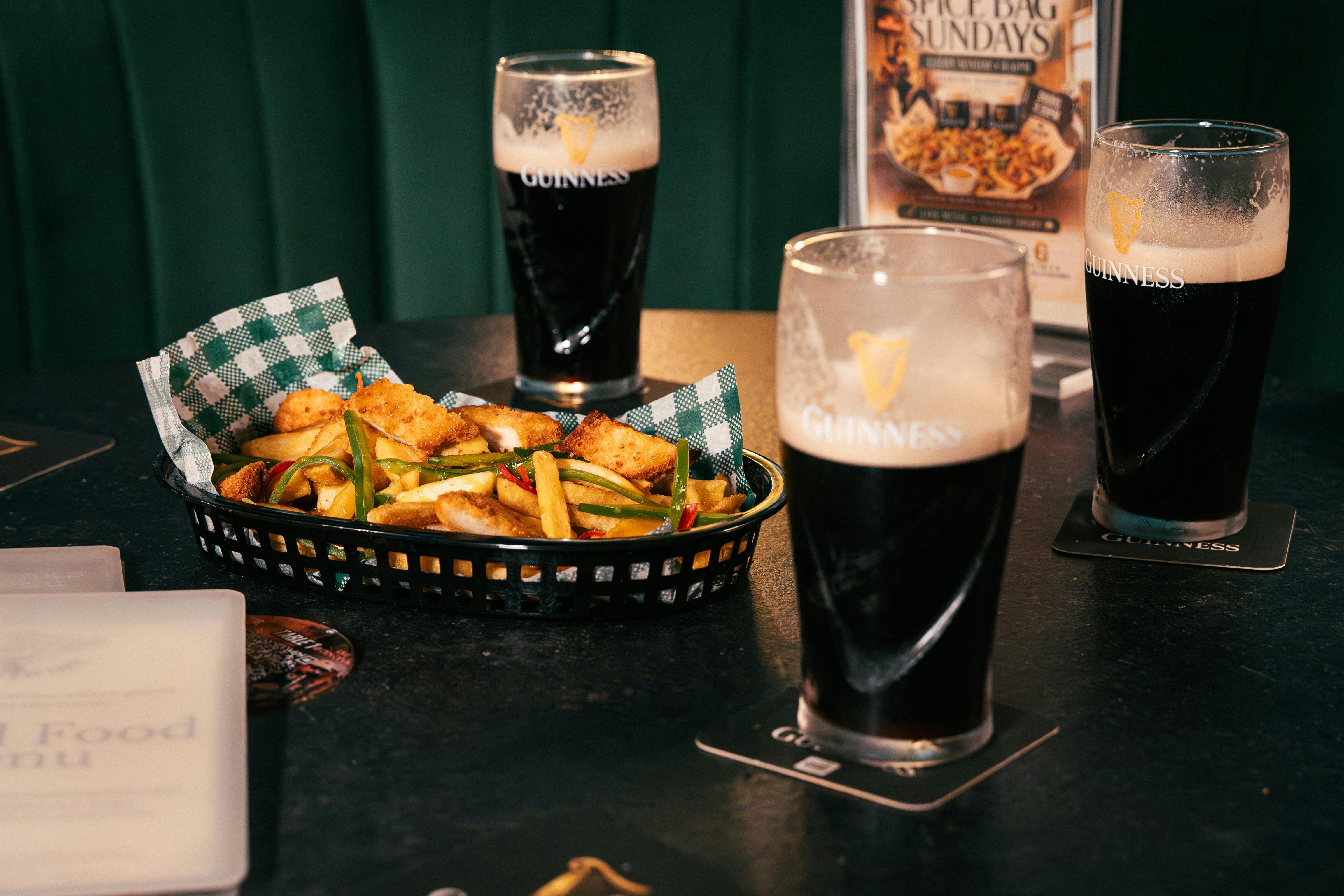 Spice Bag & Guinness Pints