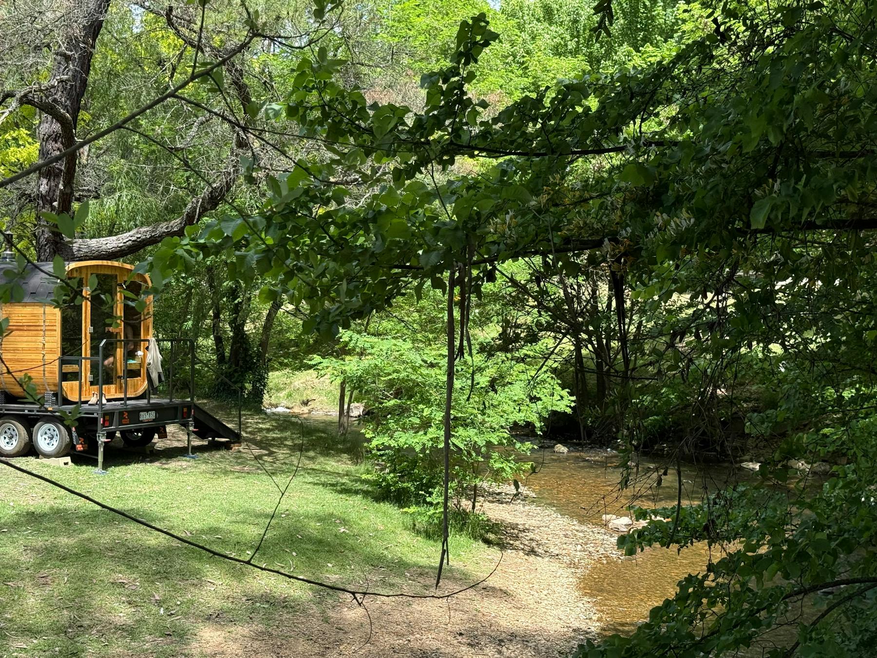 Creekside wood-fired sauna in Bright beside Morses Creek, set in nature for contrast therapy