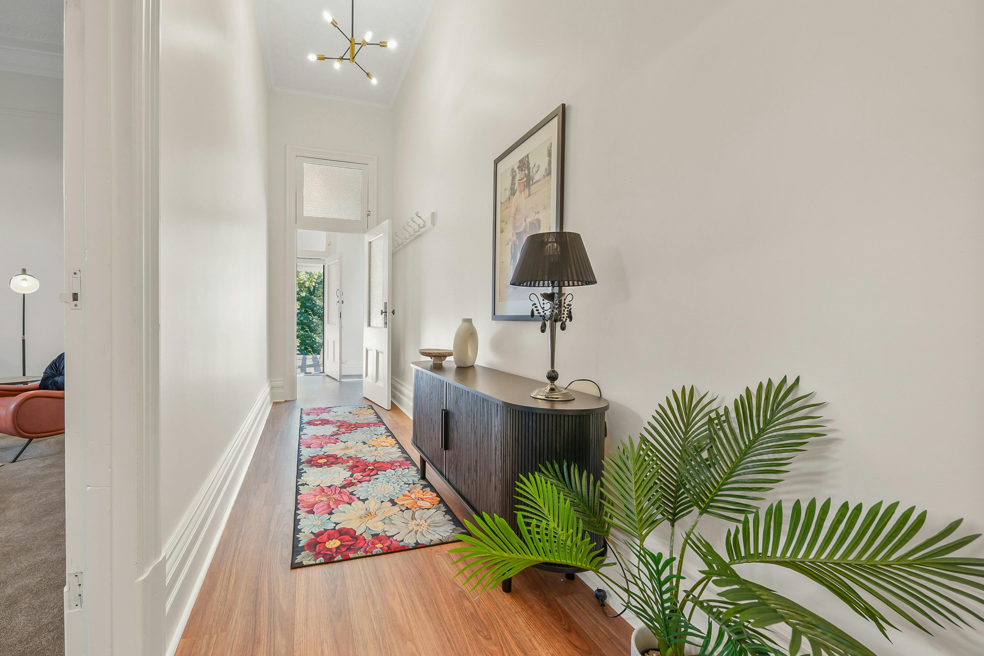 Hallway with buffet and hall runners