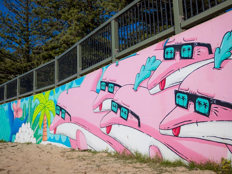 Flynns Beach Mural dolphins