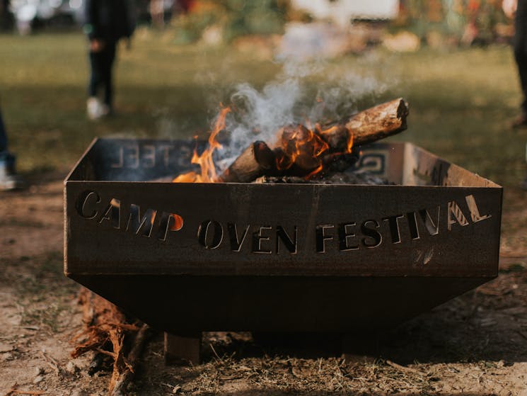 A fire pit at the Clarence Valley Camp Oven Festival