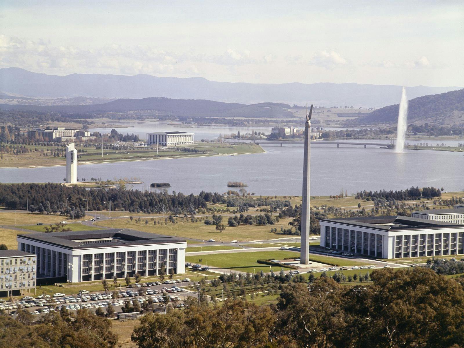 View from Mount Ainslie showing Waterjet and Carillon