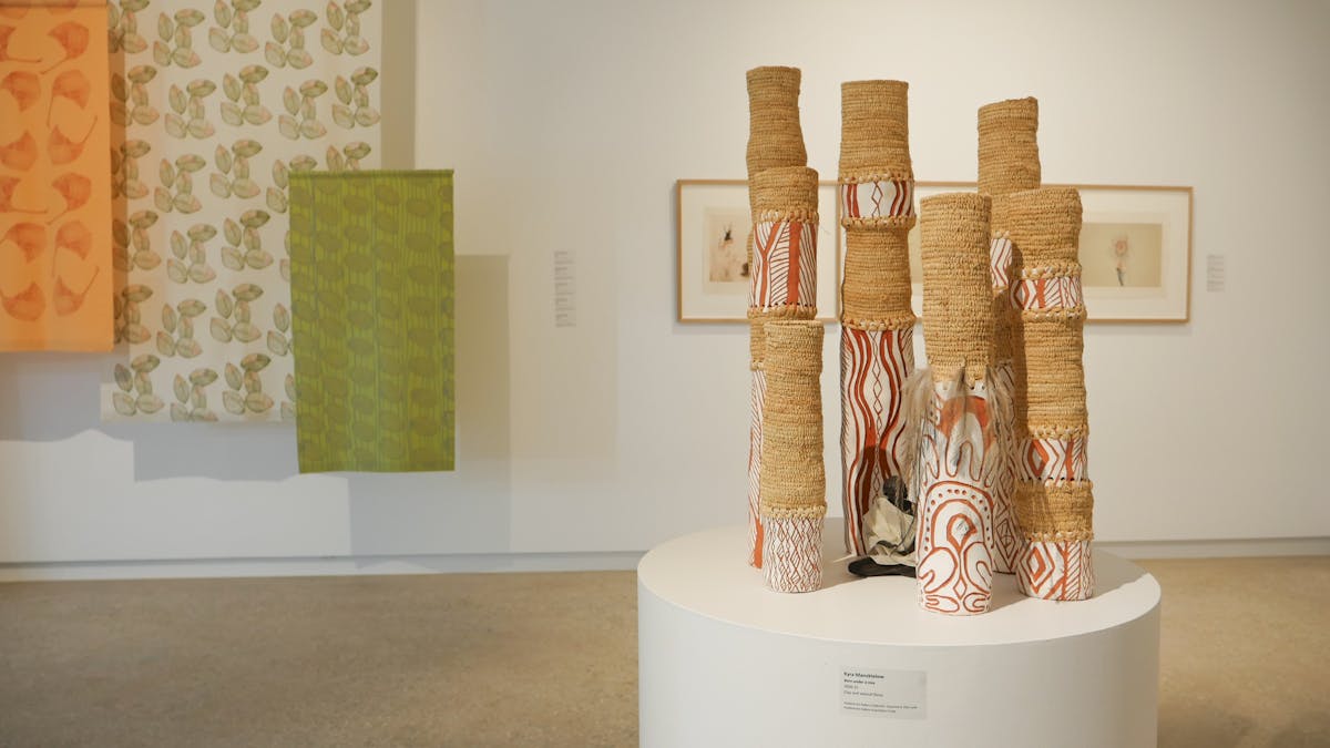 Inside the gallery, featuring the exhibition “NGALIYA NGAJAGU WAGARI” (Ours to Carry).